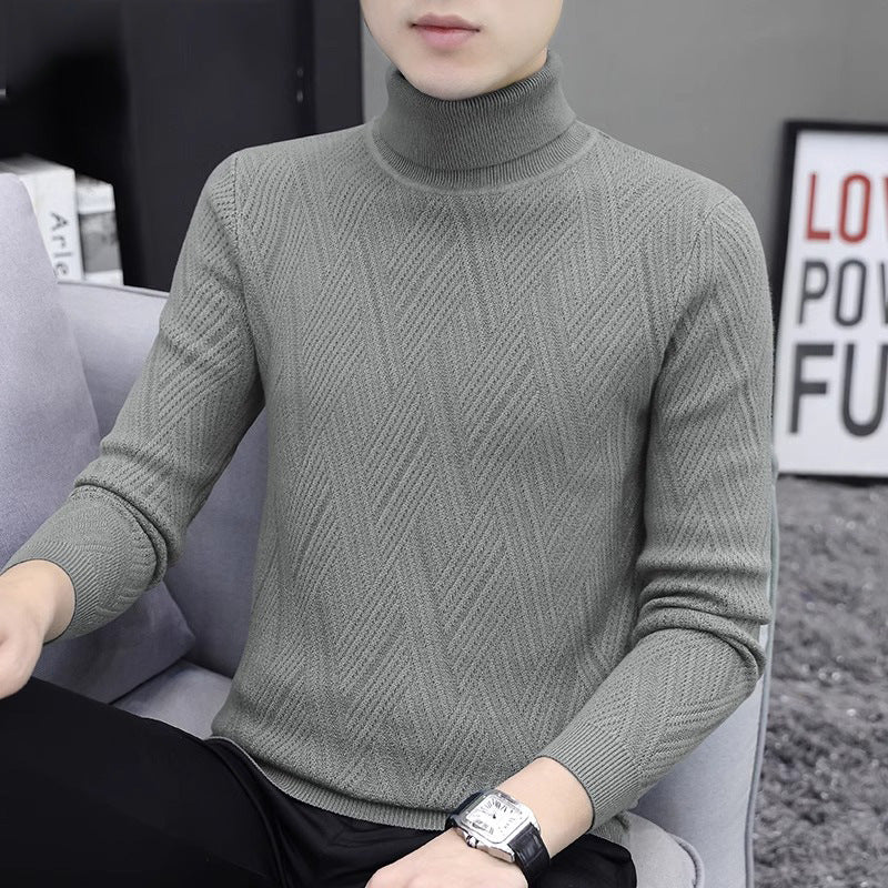 Herren-Strickpullover mit Zopfmuster und Rollkragen