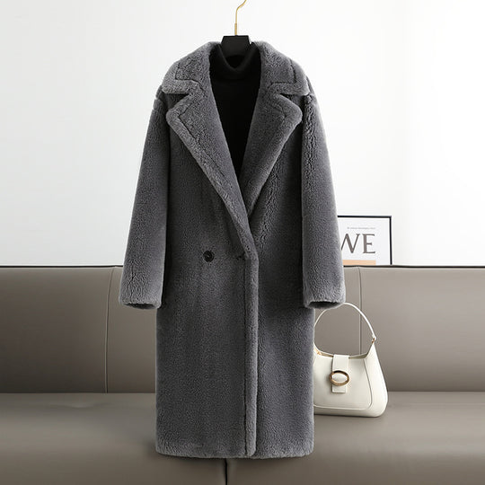 Teddy-Mantel mit Reverskragen, Damen