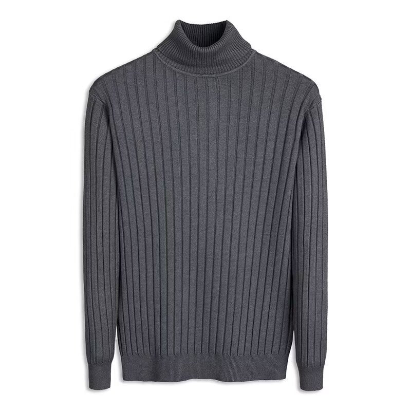 Herren-Strickpullover mit umschlagbarem Stehkragen