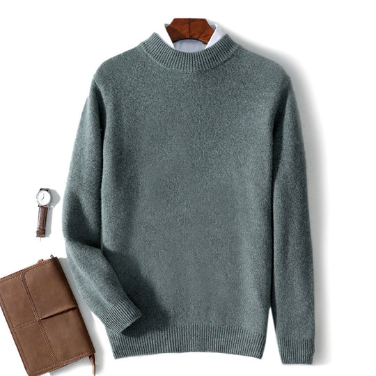 Herren-Wollpullover, Stehkragen, Business-Casual