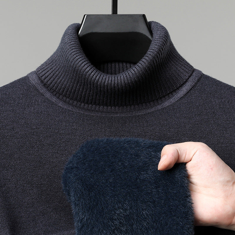 Herren-Strickpullover, gefüttert, Stehkragen