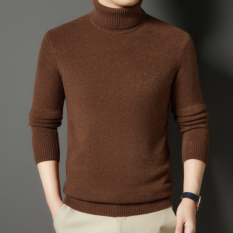 Herren-Rollkragenpullover mit Wollanteil, dick