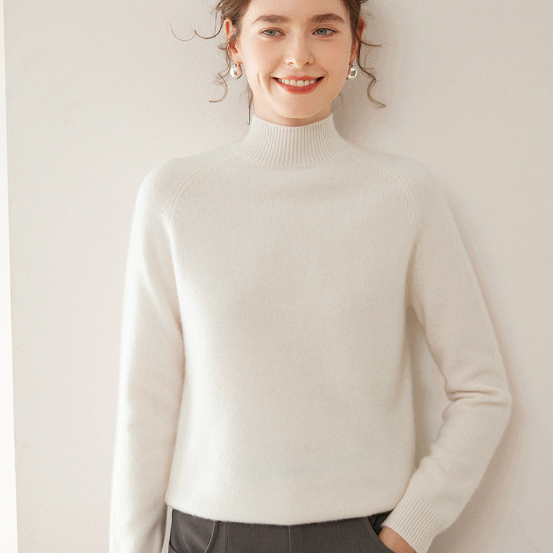 Damen-Kaschmirpullover, Stehkragen, weich und figurschmeichelnd