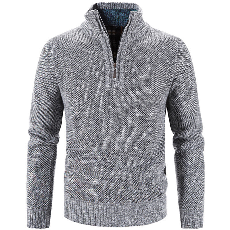 Herren-Strickpullover mit Stehkragen und Reißverschluss