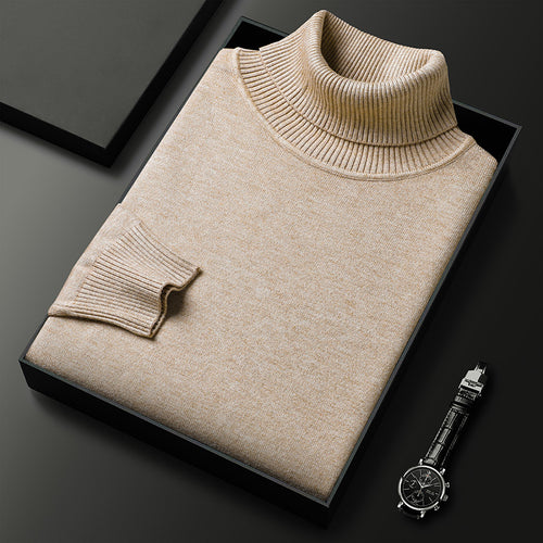 Warmer Herren-Rollkragenpullover, gestrickt