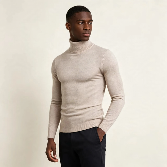 Herren-Rollkragenpullover, schmal geschnitten, elastisch