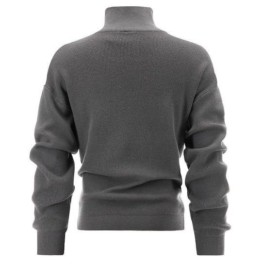 Herren-Strickpullover mit hohem Kragen und Reißverschluss