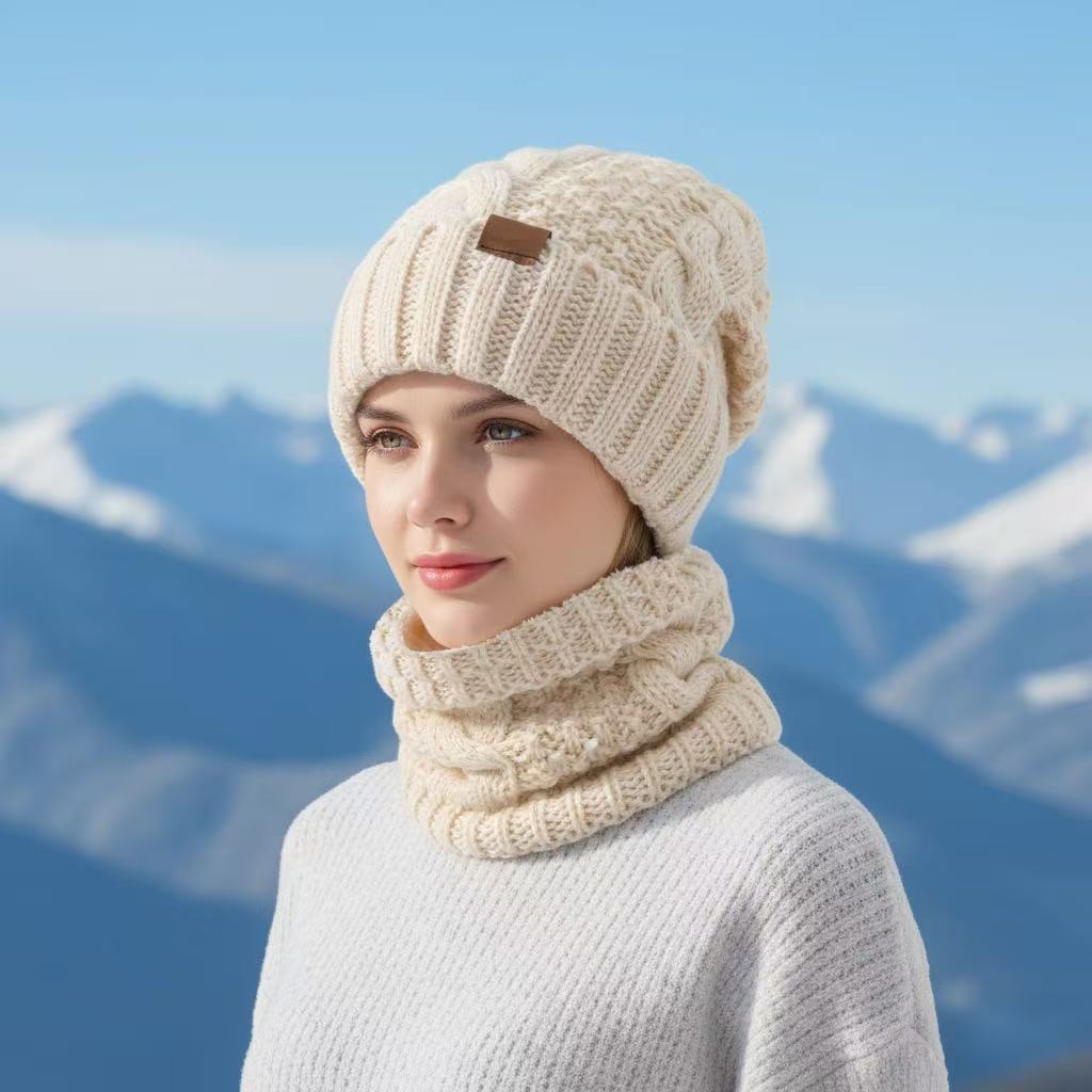 Strickmütze mit Schal-Set für Damen