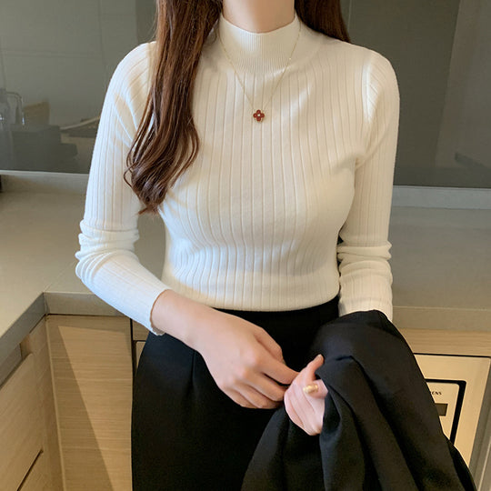 Damen-Strickpullover mit Stehkragen, dünn
