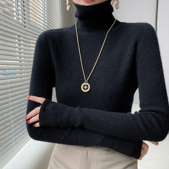 Eleganter Damen-Rollkragenpullover, schmal geschnitten