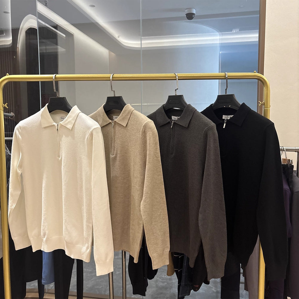 Herren-Strickpullover mit Reißverschluss und Kragen