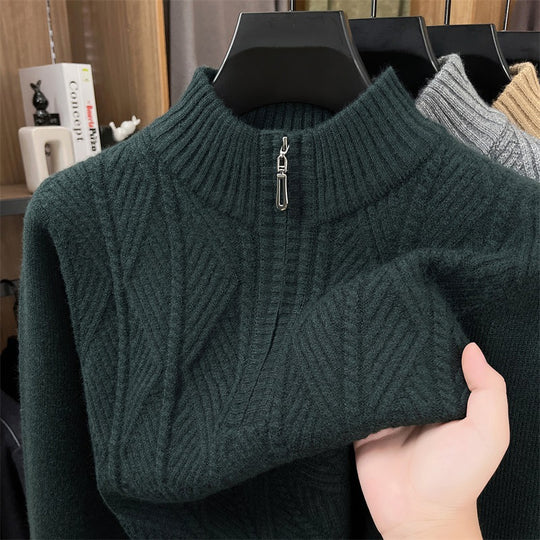 Wollpullover mit Reißverschluss, grob gestrickt