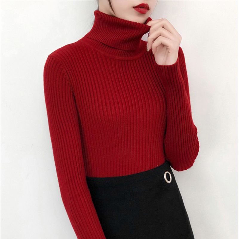 Damen-Strickpullover mit Rollkragen, körpernah