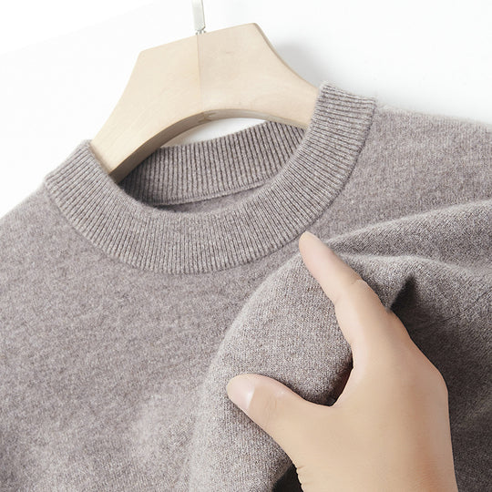 Herren-Kaschmirpullover, Rundhals, einfarbig
