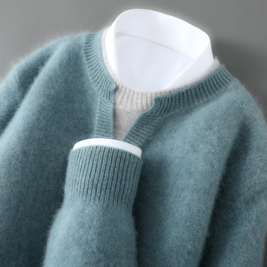 Herren-Wollpullover, Rundhals, dick gestrickt