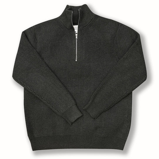 Unisex Strickpullover, Halbreißverschluss, Wollmischung