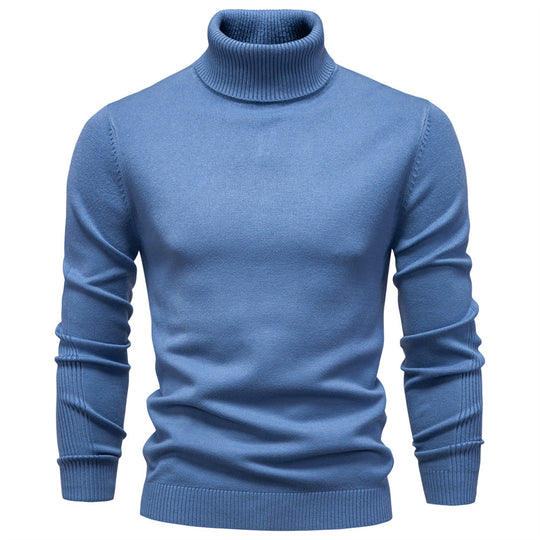 Herren-Rollkragenpullover, einfarbig, lässig