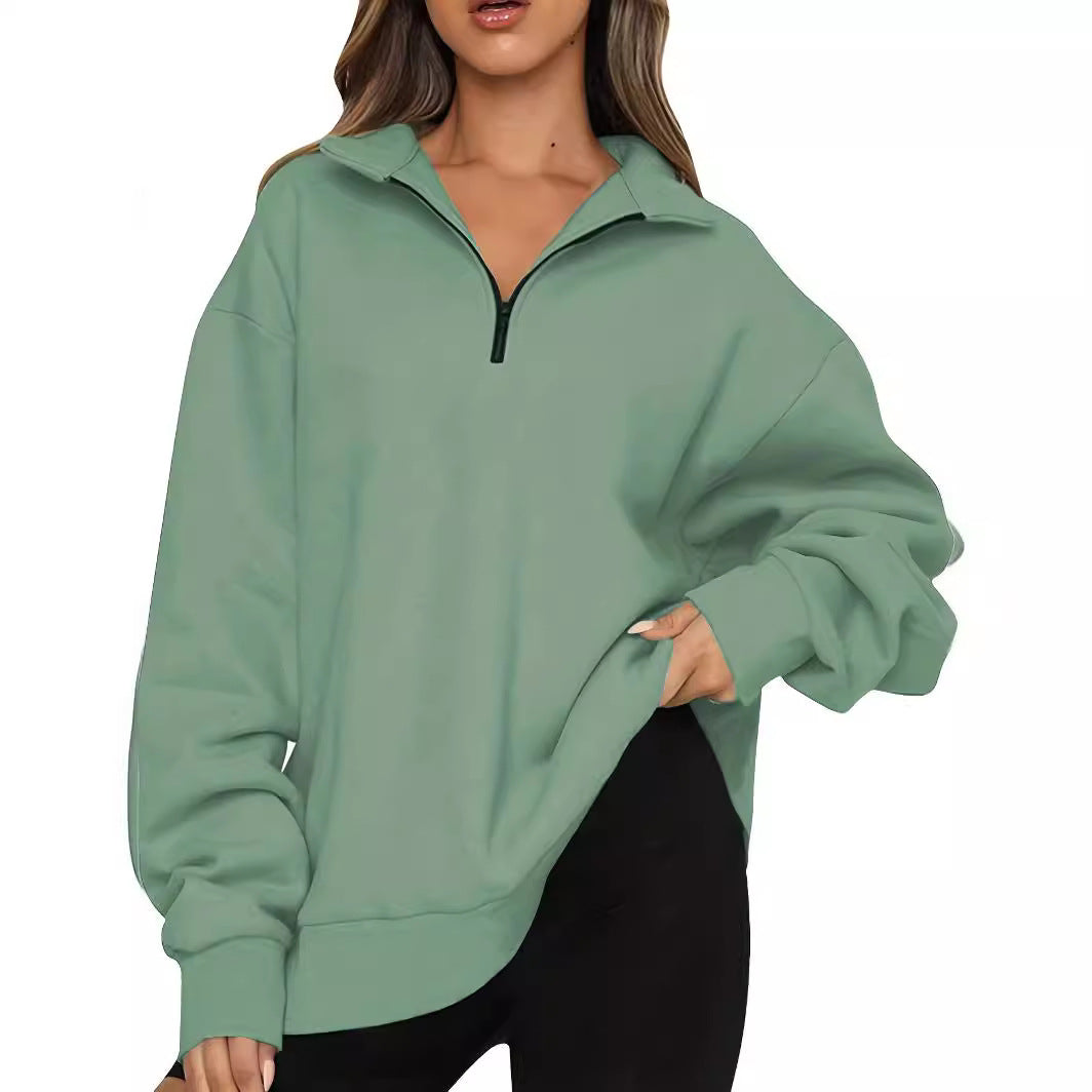 Damen-Sweatshirt mit Reißverschluss und Stehkragen