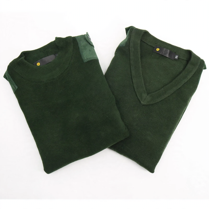 Herren-Wollpullover, V-Ausschnitt, Militär-Stil