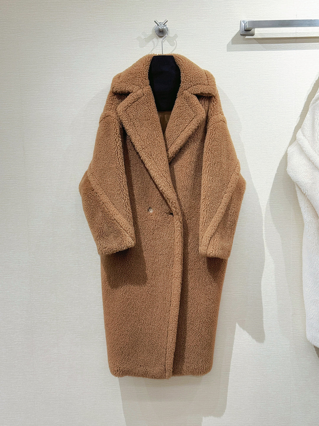 Damen-Wintermantel, Teddy-Optik, lang