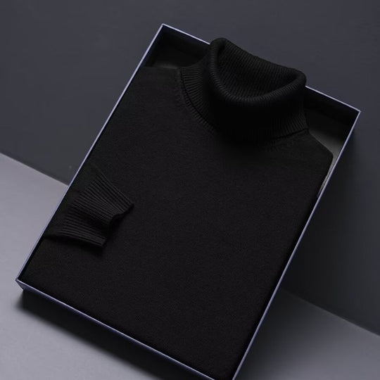 Herren-Wollpullover mit Rollkragen, schlicht und warm