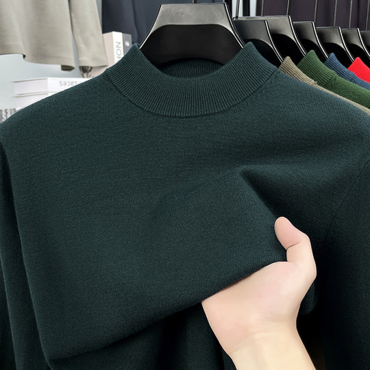 Herren-Wollpullover mit Stehkragen, schlicht und warm