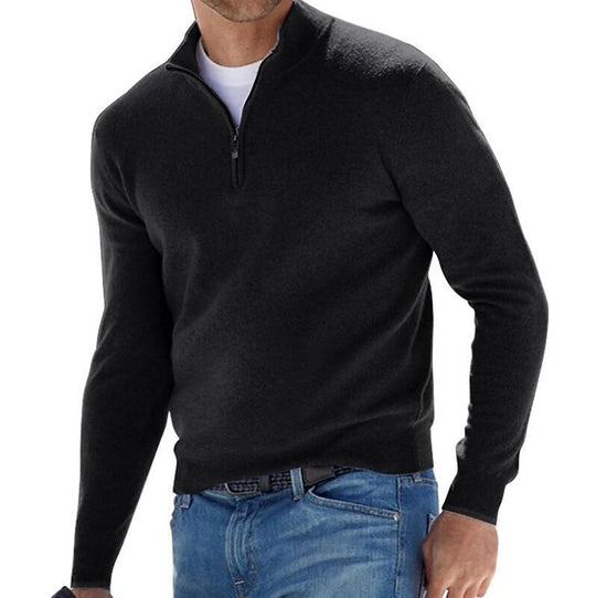Herren-Langarm-Kaschmirpullover mit Reißverschluss
