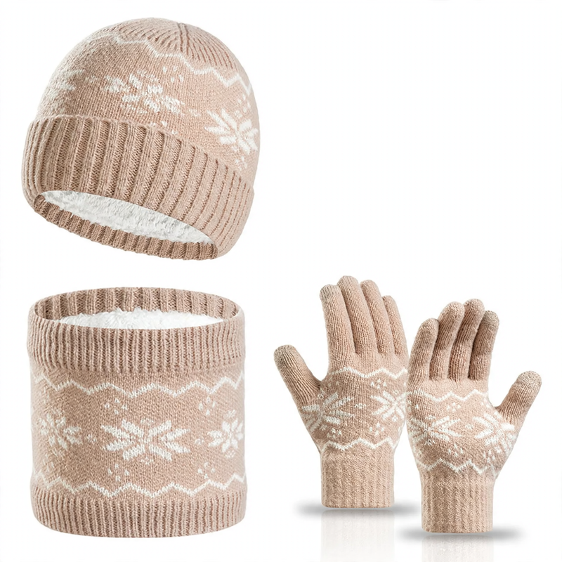 Winter Strick-Set: Touchscreen-Handschuhe, Mütze und Schal