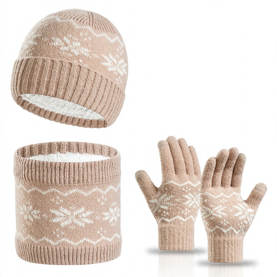 Winter Strick-Set: Touchscreen-Handschuhe, Mütze und Schal