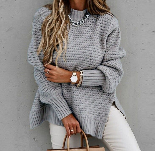 Lockerer Damen-Strickpullover mit Zopfmuster