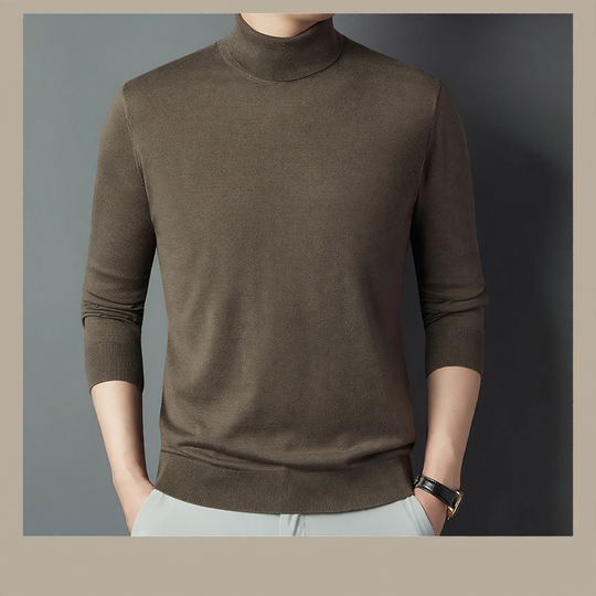 Rollkragenpullover aus Seide und Schurwolle