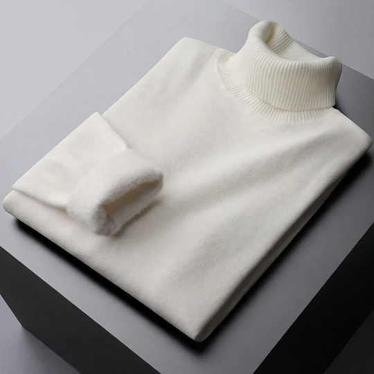 Gefütterter Herren-Strickpullover mit Stehkragen