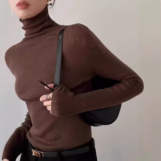 Damen-Kaschmir-Wollpullover, dünn, Stehkragen
