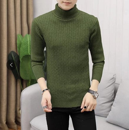 Herren-Strickpullover mit Rollkragen und Zopfmuster