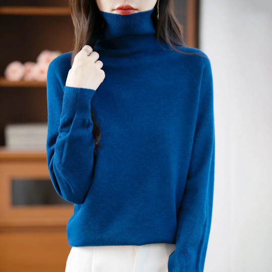 Damen-Strickpullover mit hohem Kragen, locker
