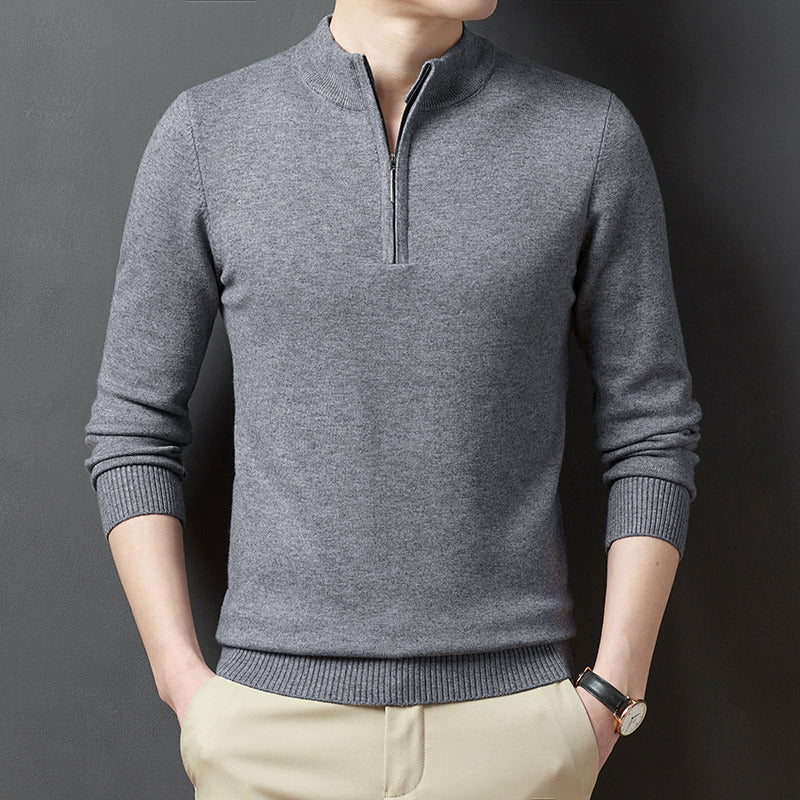 Herren-Strickpullover mit Stehkragen, 350g