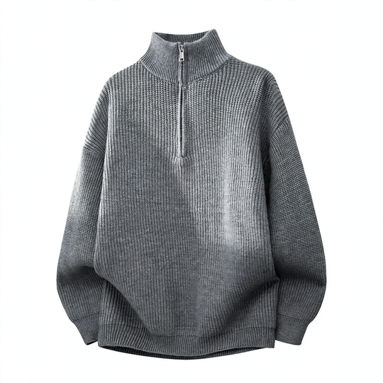 Herren-Strickpullover mit halbem Reißverschluss