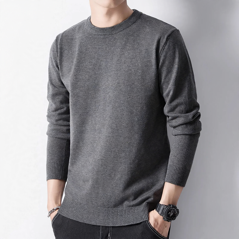Herren-Pullover mit Rundhalsausschnitt und Innenfutter