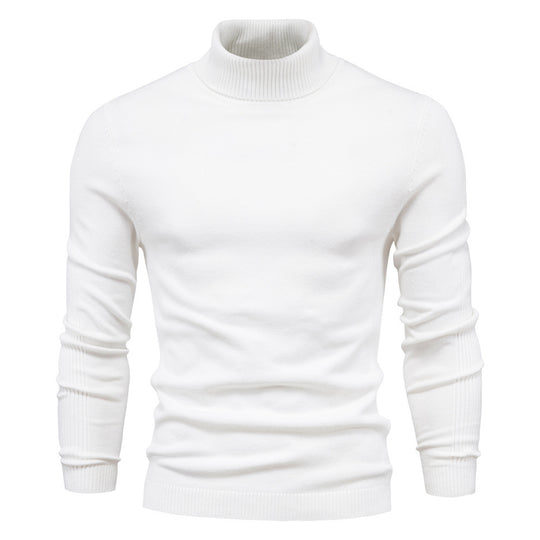 Herren-Rollkragenpullover, einfarbig, lässig