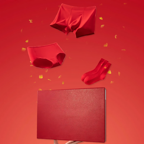 Baumwoll-Unterwäsche-Set in Rot, ideal als Geschenk