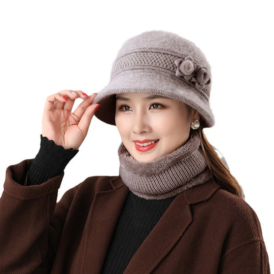 Damen Glockenhut und Schal Set, warm, für Herbst und Winter