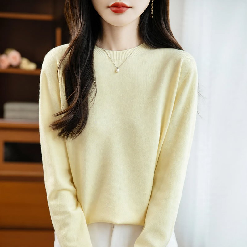 Damen Strickpullover, nahtlos, Rundhalsausschnitt