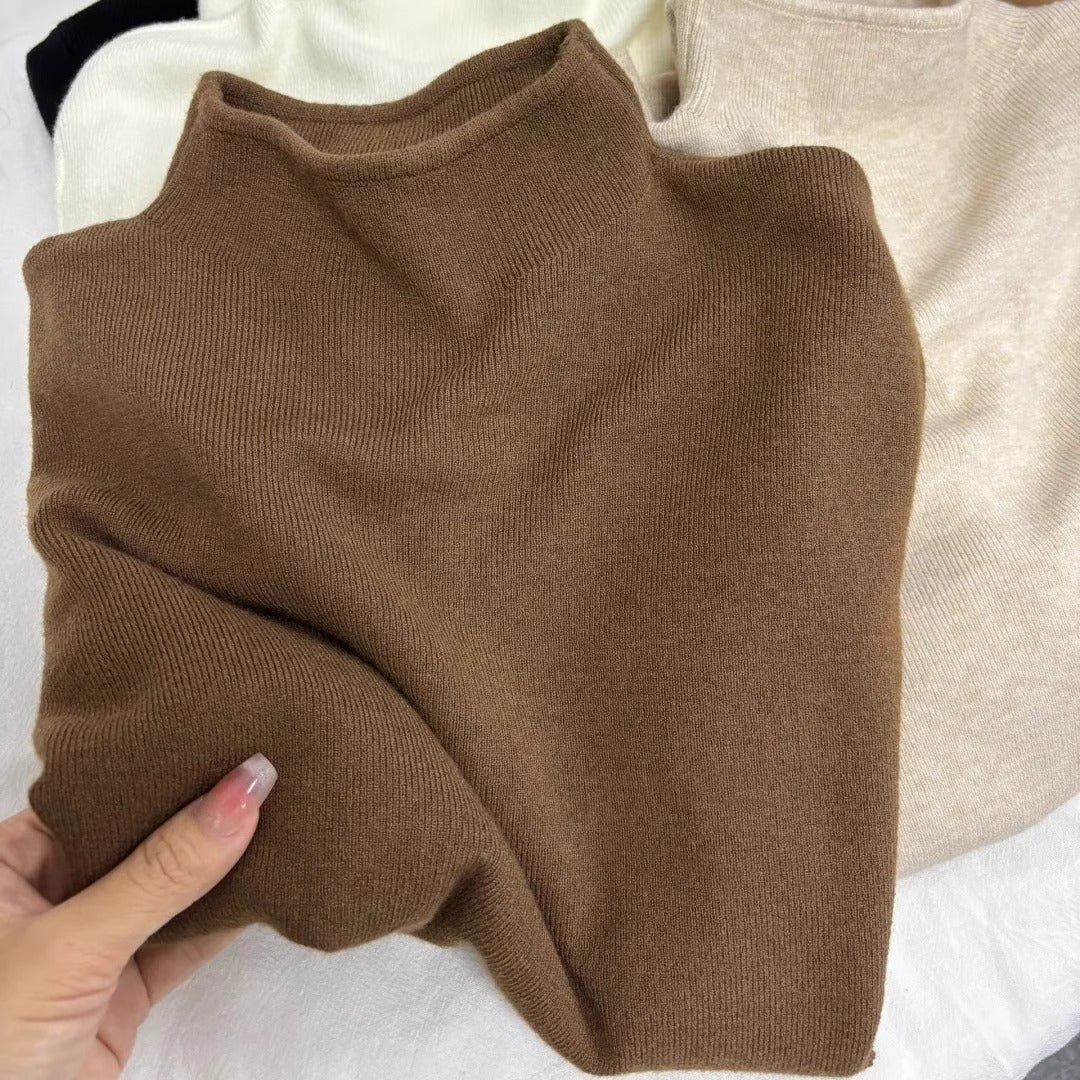 Damen-Strickpullover, Stehkragen, weich