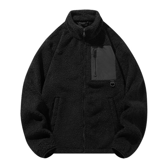Unisex-Fleecejacke mit Stehkragen und Taschen