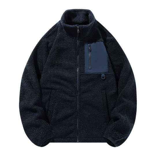 Unisex-Fleecejacke mit Stehkragen und Taschen