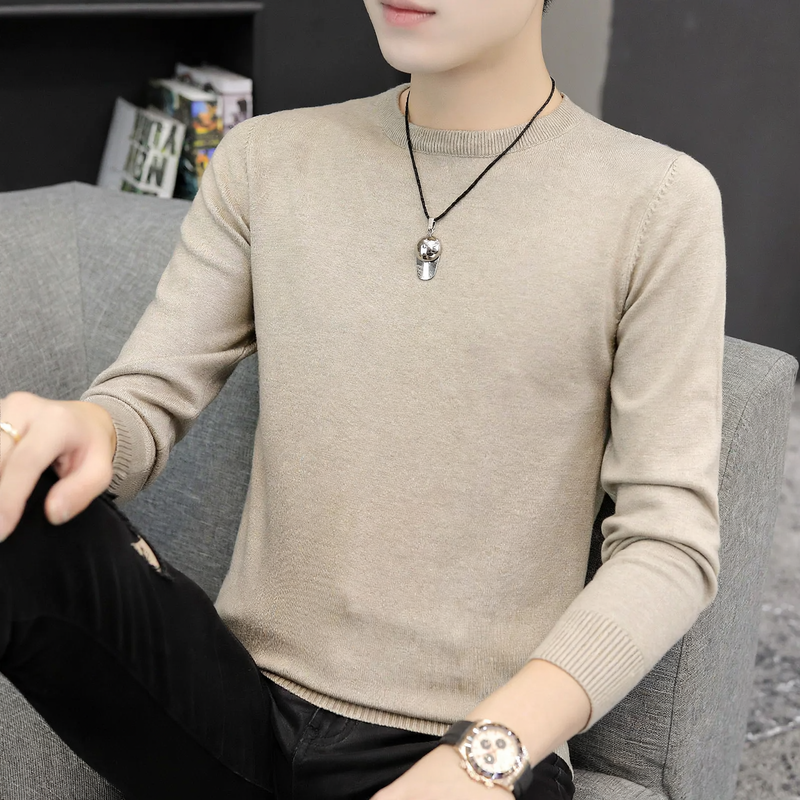 Herren-Strickpullover mit halbem Kragen, wärmeisolierend
