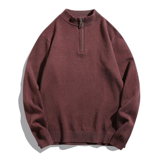 Herren-Strickpullover mit halbem Reißverschluss