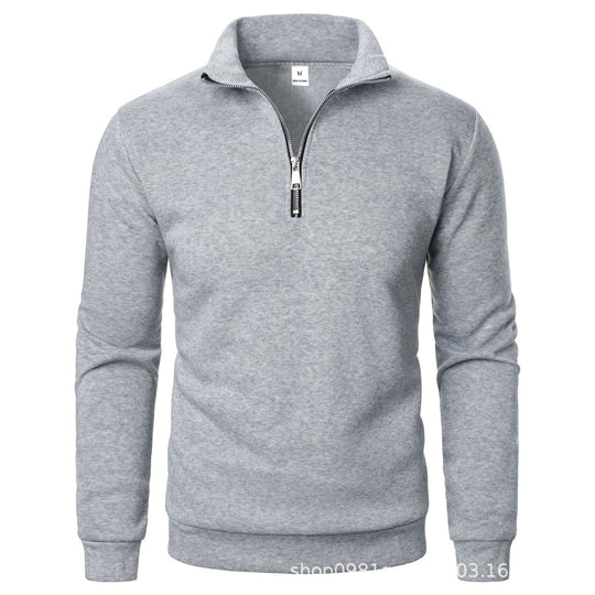 Gefüttertes Stehkragen-Sweatshirt mit Viertel-Reißverschluss