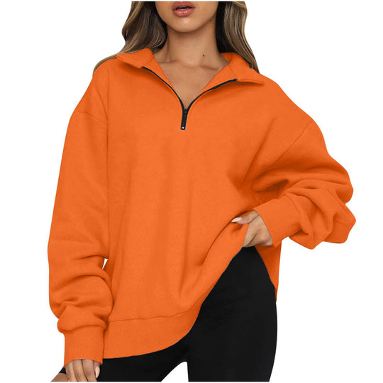 Damen-Sweatshirt mit Reißverschluss und Stehkragen