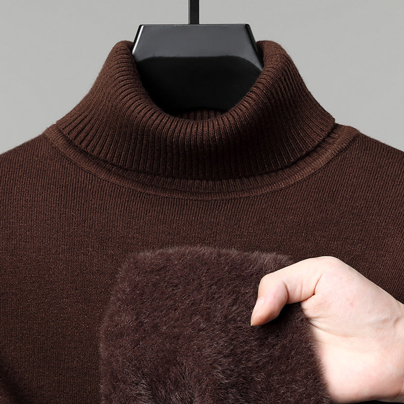 Herren-Strickpullover, gefüttert, Stehkragen